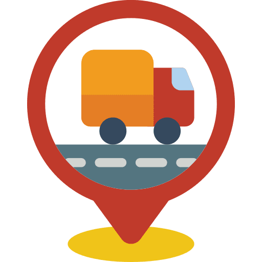 Pin van travel postal icon