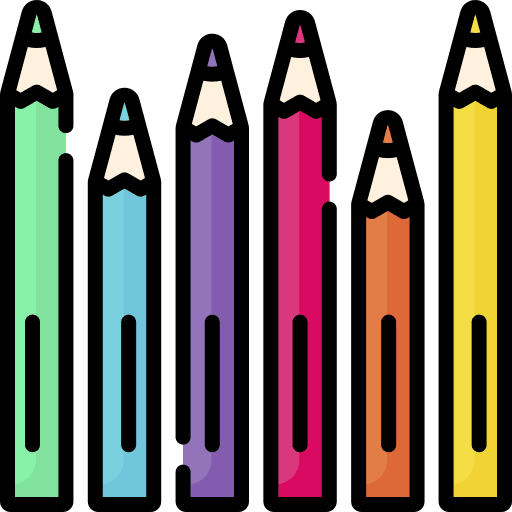 Colored pencils school art drawing icon