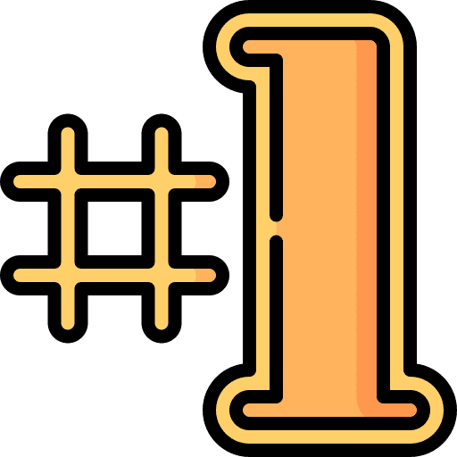 Number one winner win hashtag icon