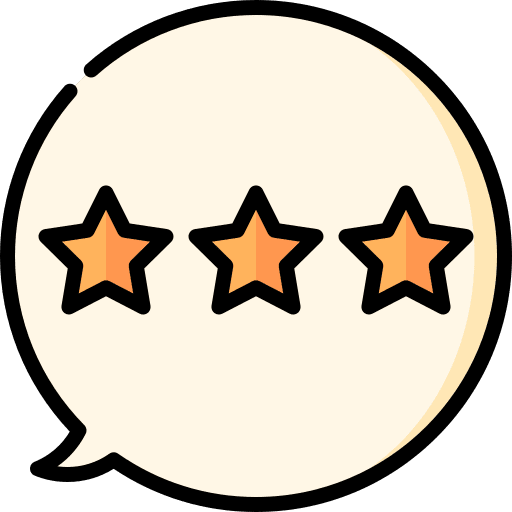 Positive review stars feedback bubble speech icon