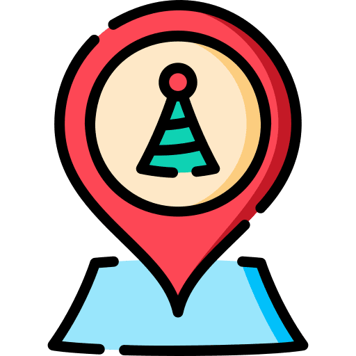 Party celebration maps and location map icon