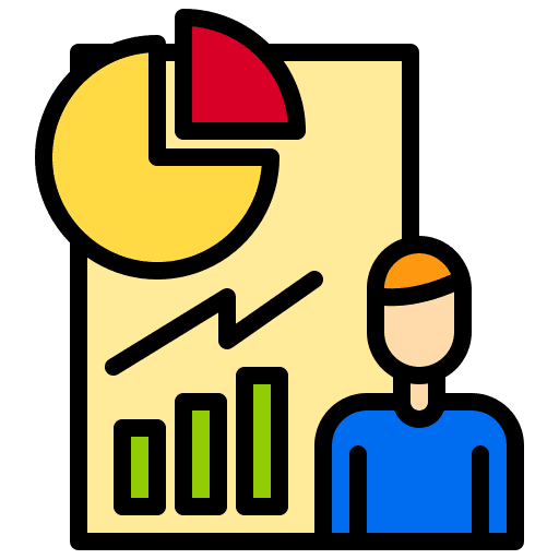 Presentation board chart man icon
