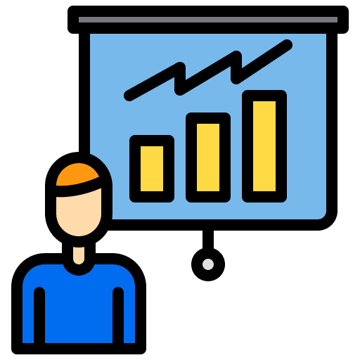 Presentation project management man pie chart icon