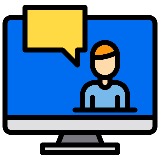 Video call computer management man icon