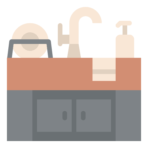 Kitchen sink washing dish kitchen cabinet icon