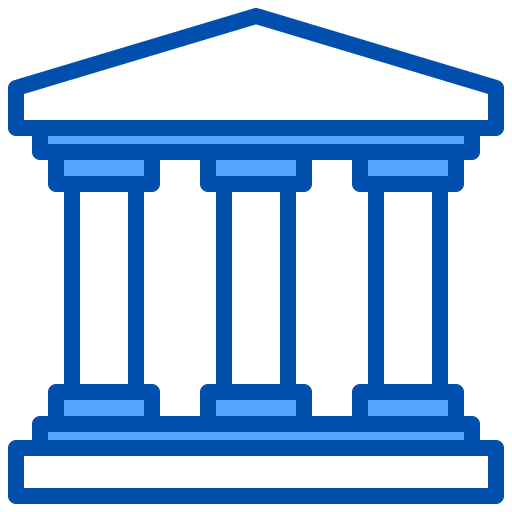 Bank payment architecture and city banking icon