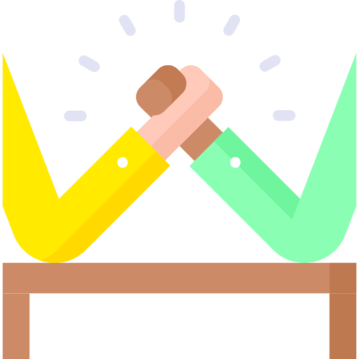 Arm wrestling hands and gestures support arm wrestling icon