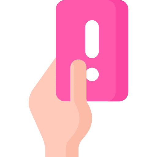 Intervention hand exclamation mark card icon