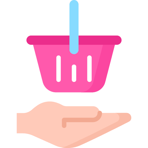 Purchasing buy basket hand icon