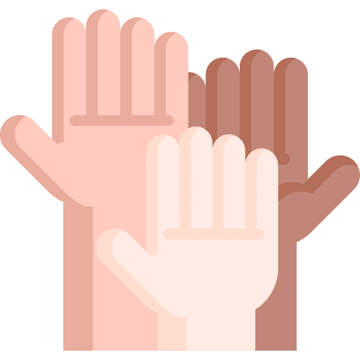 Hands up motivated friends accountable icon