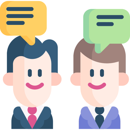 Meeting discussion caucasian bubble speech icon