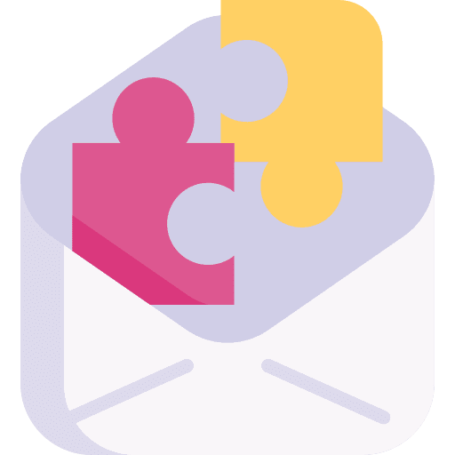 Puzzle solution envelope communication icon