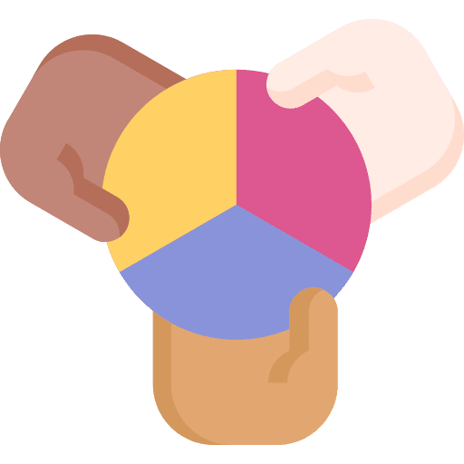 Share stats hands pie chart icon