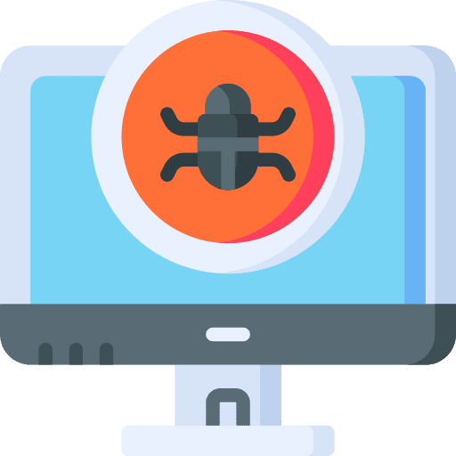 Malware seo and web bug malware icon