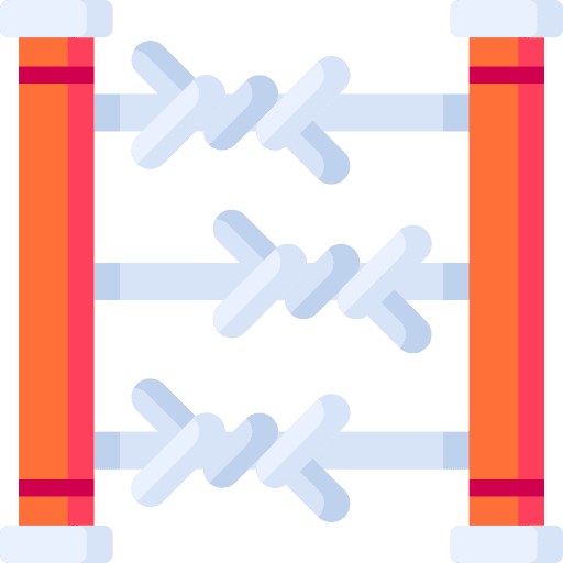 Barbed wire fence prison security icon