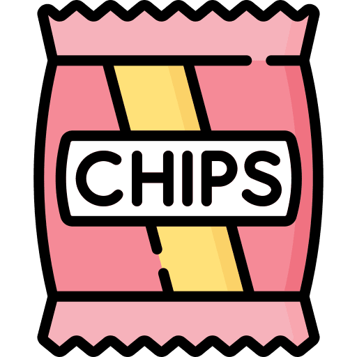 Chips junk food bag snacks icon