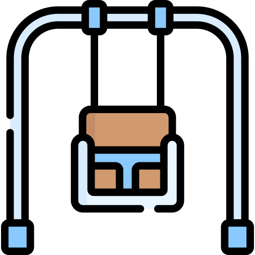 Swing kid and baby entertainment playground icon
