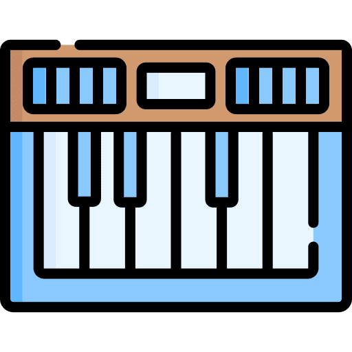 Piano keyboard musical instrument music and multimedia icon