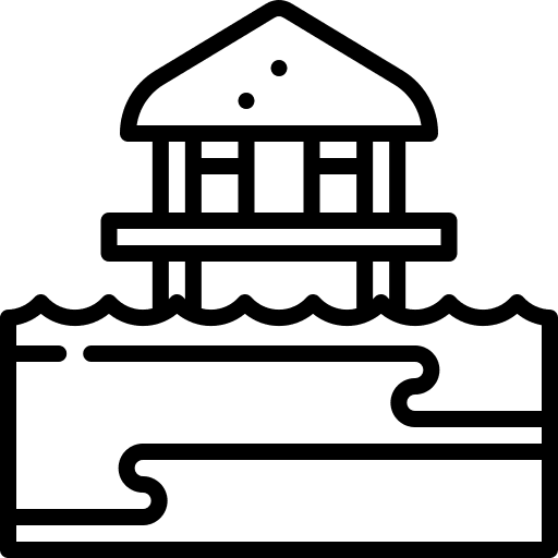 Beach hut hut hotel home icon