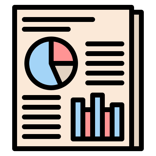Business report statistics files and folders analysis icon