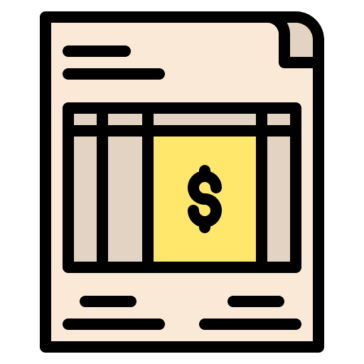 Invoice paper text files and folders icon