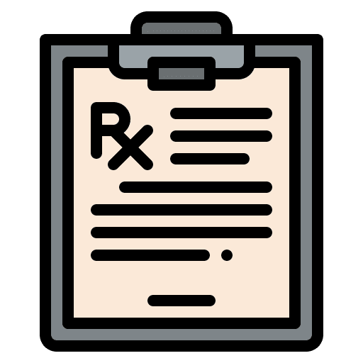 Prescription files and folders medical prescription pills icon