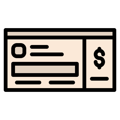 Cheque bank money document icon