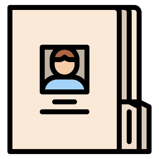 Portfolio paper folder personal info contact person icon