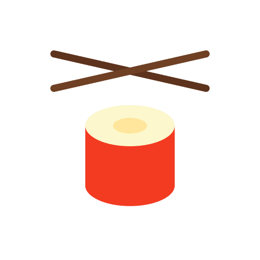 Sushi rice chopsticks roll fish icon
