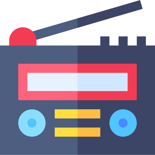 Radio cassette music tape player radio box icon