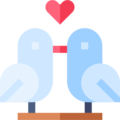 Doves fly wedding love icon