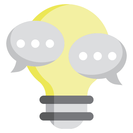 Strategy introduction speech bubble guide icon
