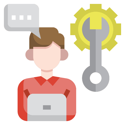 Technical support computer equipment man icon