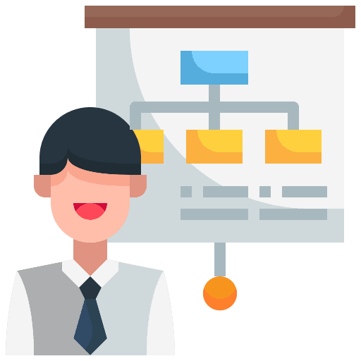 Presenting businessman business and finance board icon