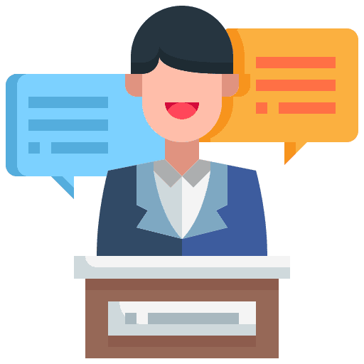 Seminar business people communications leader icon