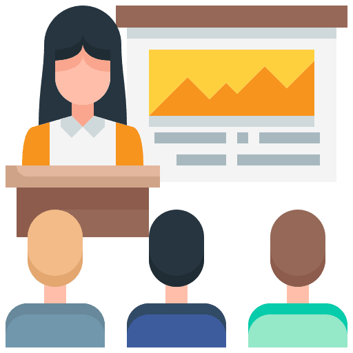 Seminar speech business and finance persuade icon