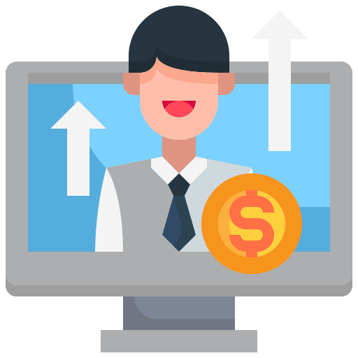 Investor computer growth chart donate icon