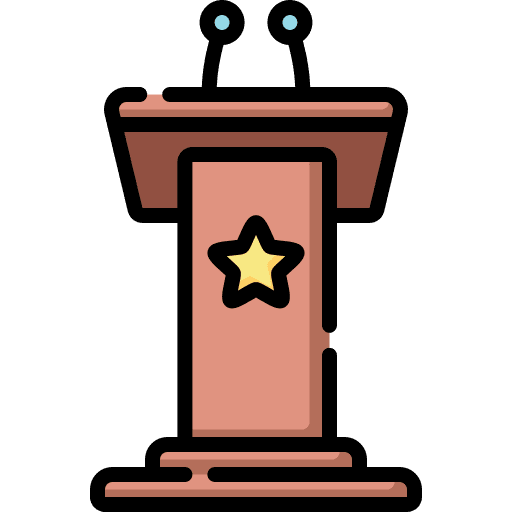 Podium podium lecture communications icon
