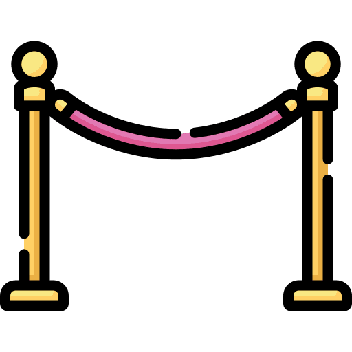 Rope velvet pole red carpet icon