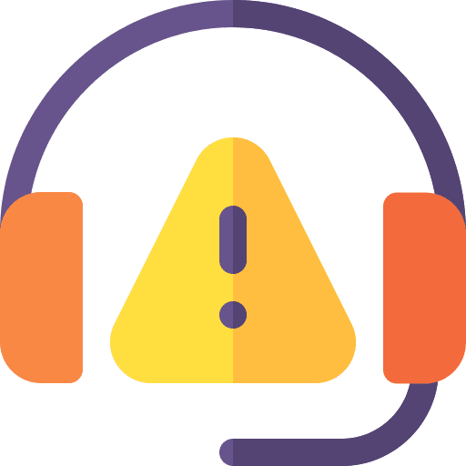 Solution warning sign customer service headset icon
