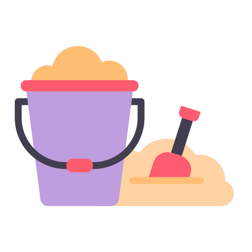 Sand bucket summertime kid and baby sand bucket icon