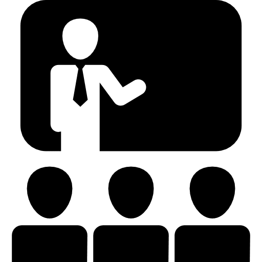 Audience in presentation of business training course people talking icon