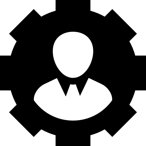 Man in a gear wheel gear personalize icon