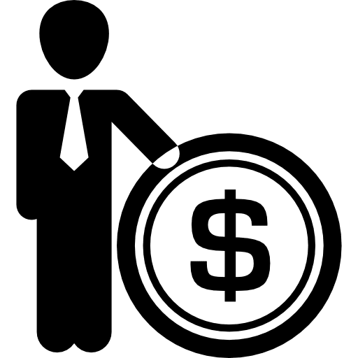 Businessman with dollar coin business coin businessman icon