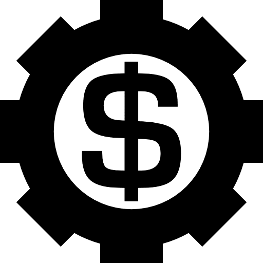 Gear with dollar sign inside sign dollar gear icon