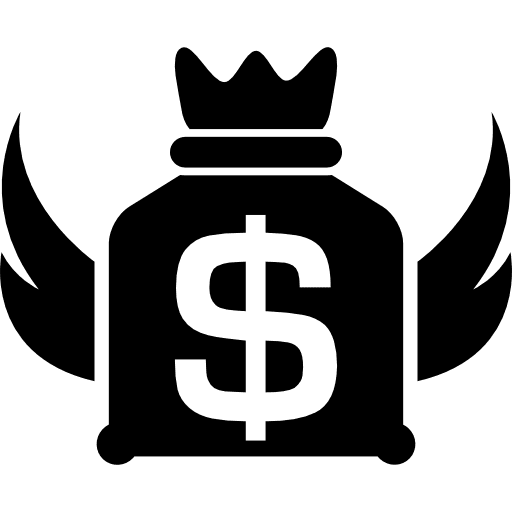 Money sack with wings money business bag icon