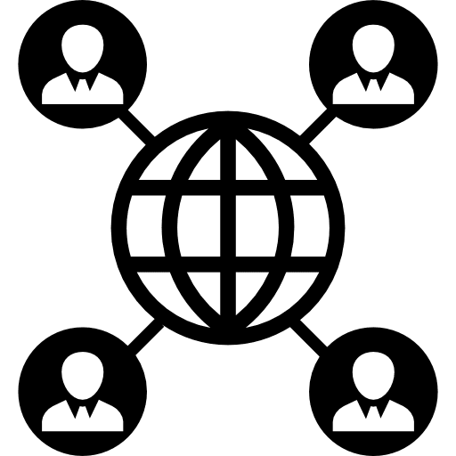 Connected persons around the earth business globe links icon
