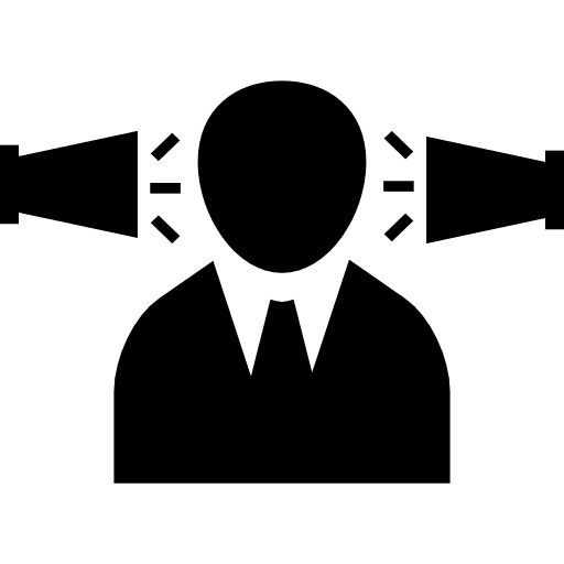 Man with speakers at both sides businessman volume tools icon