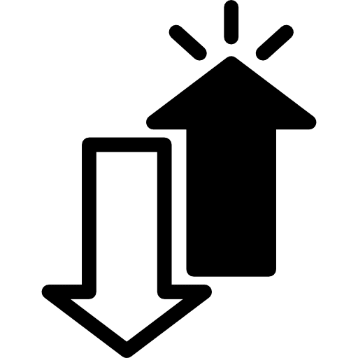 Up arrow opposite to down up arrow two way startup icons icon