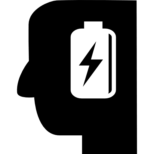 Battery in man head charge power startup icons icon
